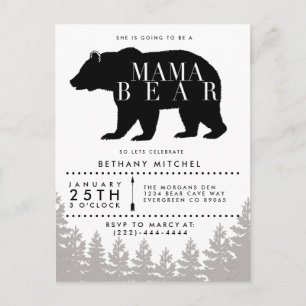 Rustic Mamma Bear Babyskor Inbjudan Vykort