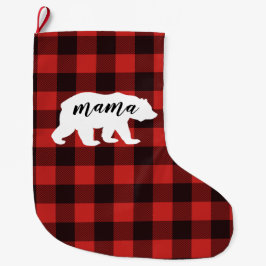 Rustic Mamma Bear Red & Black Buffalo Play Stor Julstrumpa