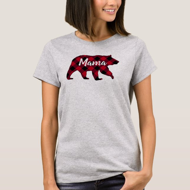 Rustic Mamma Bear Red Buffalo Play T Shirt (Framsida)