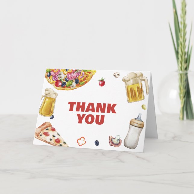 Rustic Mamma Mia Pizza Beer Nappar Baby Shower Tack Kort (Framsida)