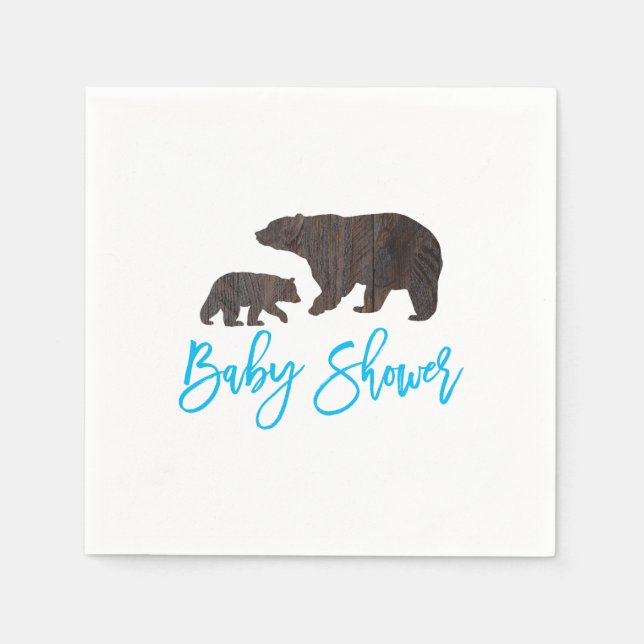 Rustic Mamma och Baby Bear Baby Shower Napkin Pappersservett (Framsidan)