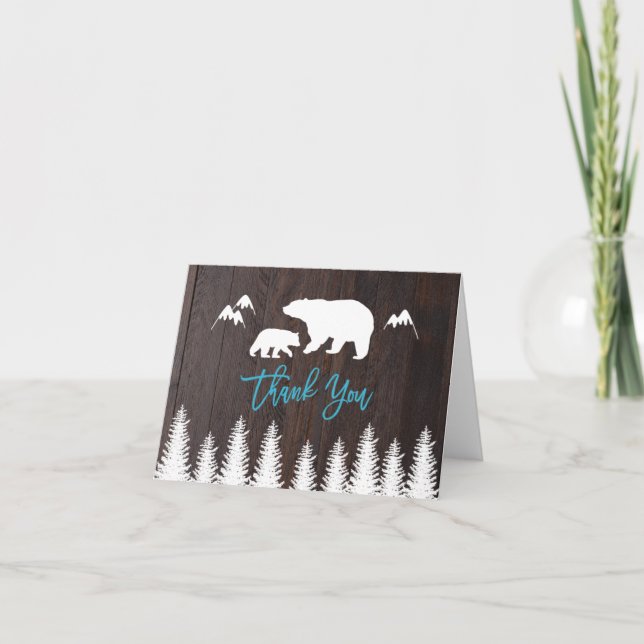 Rustic Mamma och Baby Bear Baby Shower Tack (Framsida)