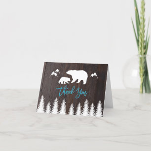 Rustic Mamma och Baby Bear Baby Shower Tack Kort