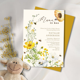 Rustic Mamma till Bee Garden Wildblommans babyskor Inbjudningar