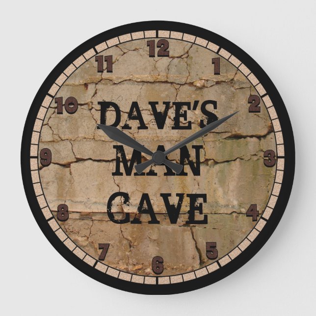 Rustic Man Cave Anpassningsbar Round Clock Stor Klocka (Framsida)
