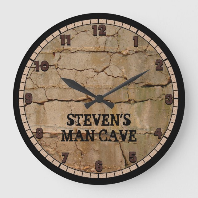 Rustic Man Cave Anpassningsbar Round Clock Stor Klocka (Framsida)