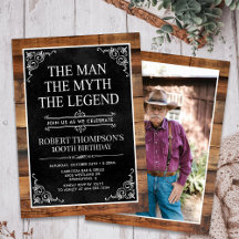 Rustic Man Myth Legend Photo 100 Birthday