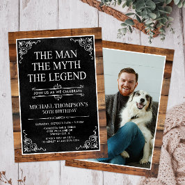Rustic Man Myth Legend Photo 50:e födelsedagen Inbjudningar