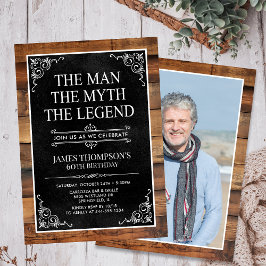 Rustic Man Myth Legend Photo 60:e födelsedagen Inbjudningar