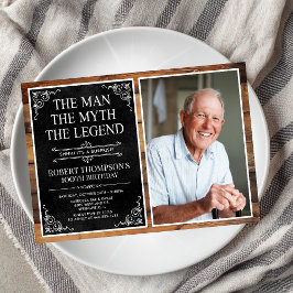 Rustic Man Myth Legend Surprise 100 Birthday Inbjudningar