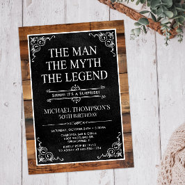 Rustic Man Myth Legend Surprise 50:e födelsedagen Inbjudningar