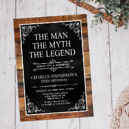 Rustic Man Myth Legend Surprise 70:e födelsedagen Inbjudningar