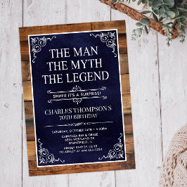 Rustic Man Myth Legend Surprise 70:e födelsedagen Inbjudningar