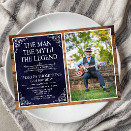 Rustic Man Myth Legend Surprise 75:e Birthday Inbjudningar