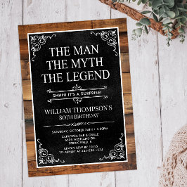 Rustic Man Myth Legend Surprise 80:e födelsedagen Inbjudningar
