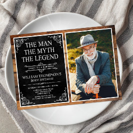 Rustic Man Myth Legend Surprise 80:e födelsedagen Inbjudningar