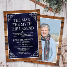 Rustic Man Myth Legend Surprise Photo 65 Birthday