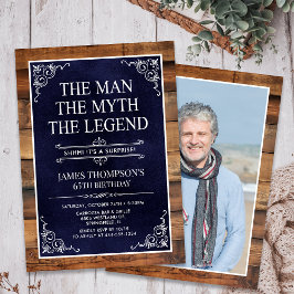 Rustic Man Myth Legend Surprise Photo 65 Birthday Inbjudningar