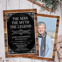 Rustic Man Myth Legend Surprise Photo 65 Birthday