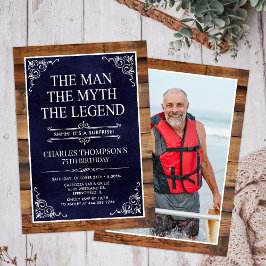 Rustic Man Myth Legend Surprise Photo 75 Birthday Inbjudningar