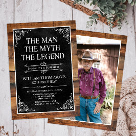 Rustic Man Myth Legend Surprise Photo 80 Birthday Inbjudningar