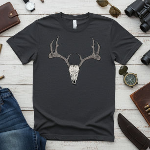 Rustic Manar Hjort Head Reindeer Skull Antlers T Shirt
