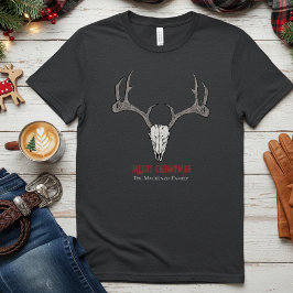 Rustic Manar Hjort Head Reindeer Skull Antlers T Shirt