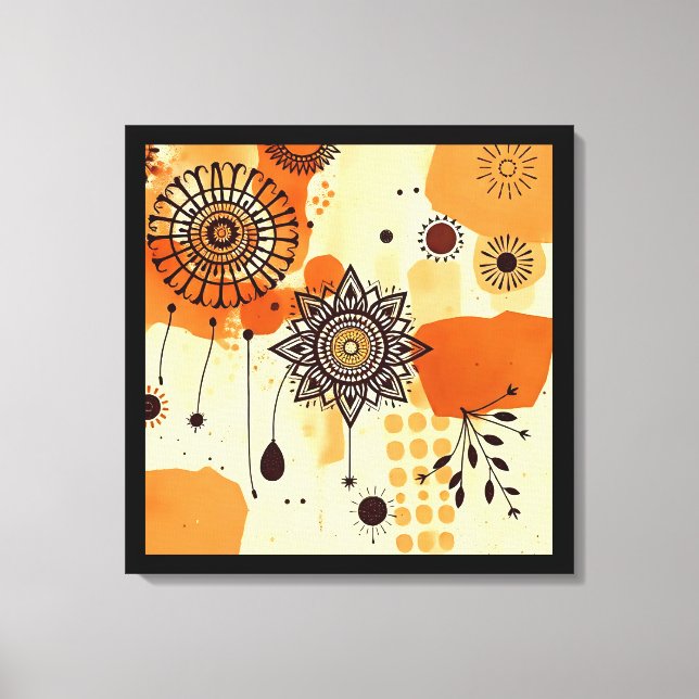 Rustic Mandala Autumn Warm Blommigt Vibes Canvastryck (Framsida)
