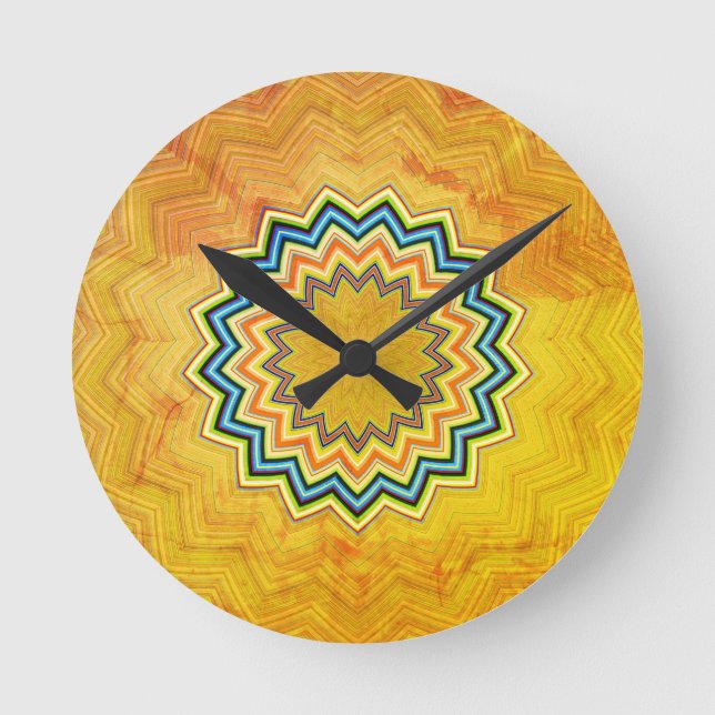 Rustic Mandala Rund Klocka (Framsida)
