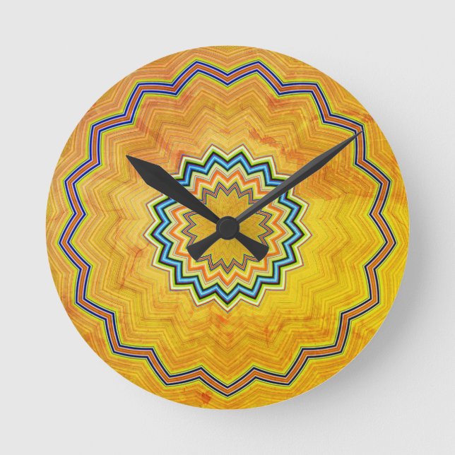 Rustic Mandala  Rund Klocka (Framsida)