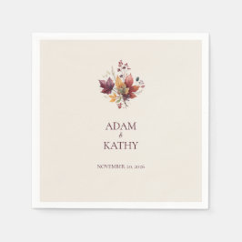 Rustic Maple Leaf Fall Wedding Napkin Pappersservett