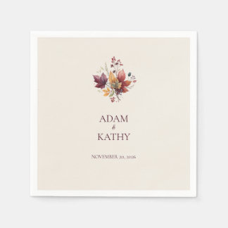 Rustic Maple Leaf Fall Wedding Napkin Pappersservett