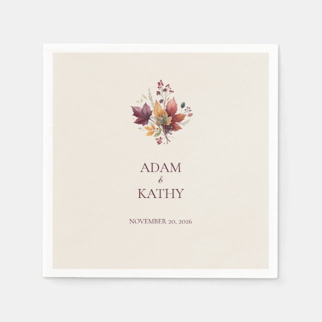 Rustic Maple Leaf Fall Wedding Napkin Pappersservett (Framsidan)