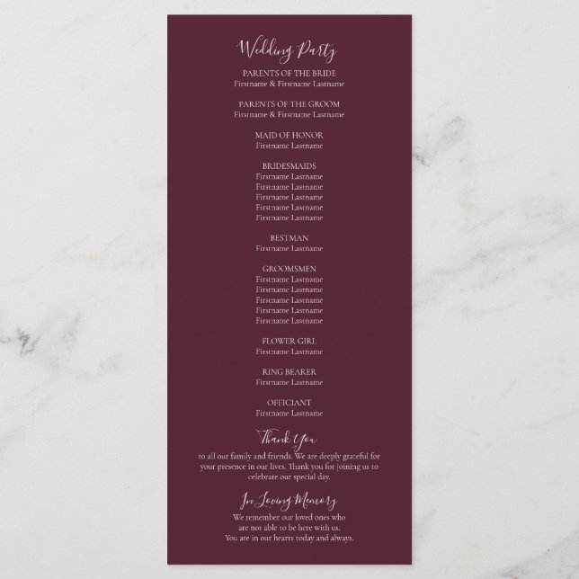 Rustic Maple Leaf Fall Wedding Program (Baksida)