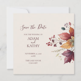 Rustic Maple Leaf Fall Wedding Save the Date Card Spara Datumet