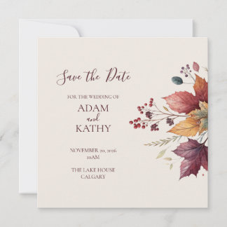Rustic Maple Leaf Fall Wedding Save the Date Card Spara Datumet