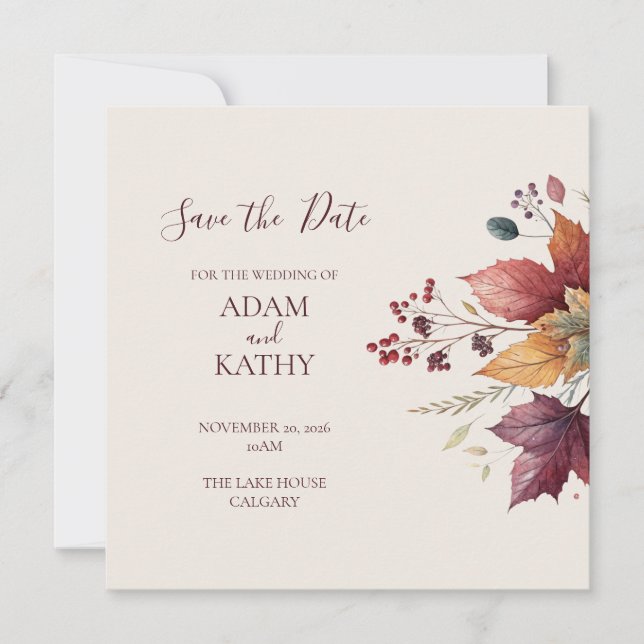 Rustic Maple Leaf Fall Wedding Save the Date Card Spara Datumet (Framsida)
