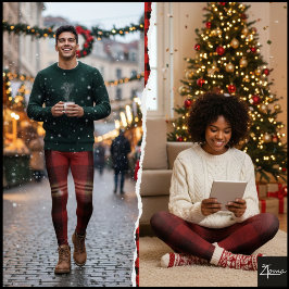 Rustic Maroon Black Plaid Flannel Tartan Leggings