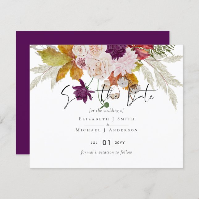 Rustic Maroon Ginger  Bröllop spara datum (Fram/baksida)