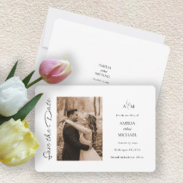 Rustic Maroon Photo Bröllop spara datum Card