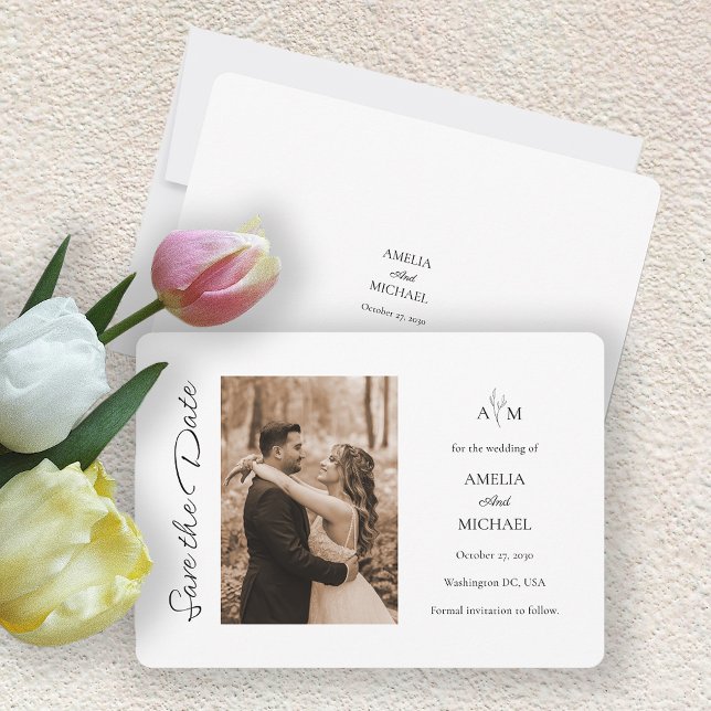 Rustic Maroon Photo Bröllop spara datum Card (Rustic  Wedding Save The Date Card)