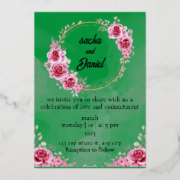 Rustic Maroon Winter Wedding Blommigt Foil Invatio