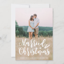 Rustic Married jul Fullt Photo Gräs Mönster Julkort