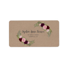 Rustic Marsala Blommigt Craft Papprare Bröllop Adressetikett