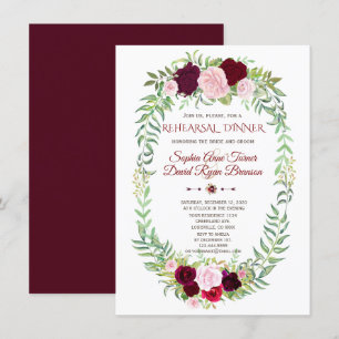 Rustic Marsala Blommigt Utandningsrepetition Midda Inbjudningar