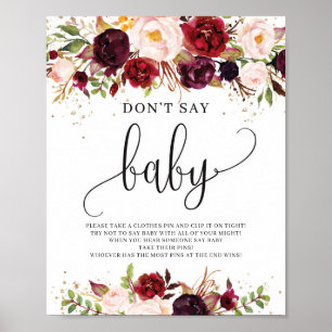 Rustic marsala burgundy säger inte baby-signatärsp poster