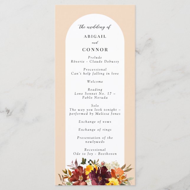 Rustic Marsala Burnt Orange Fall Wandeans Program (Framsida)