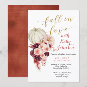 Rustic Marsala Pumpkin Fall i Kärlek Baby Shower Inbjudningar