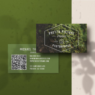 Rustic Masculine Geometric Greenery Photography Visitkort