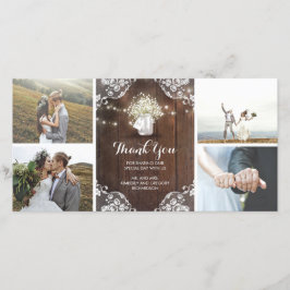 Rustic Mason Burk Baby's Band Bröllop Tack Kort